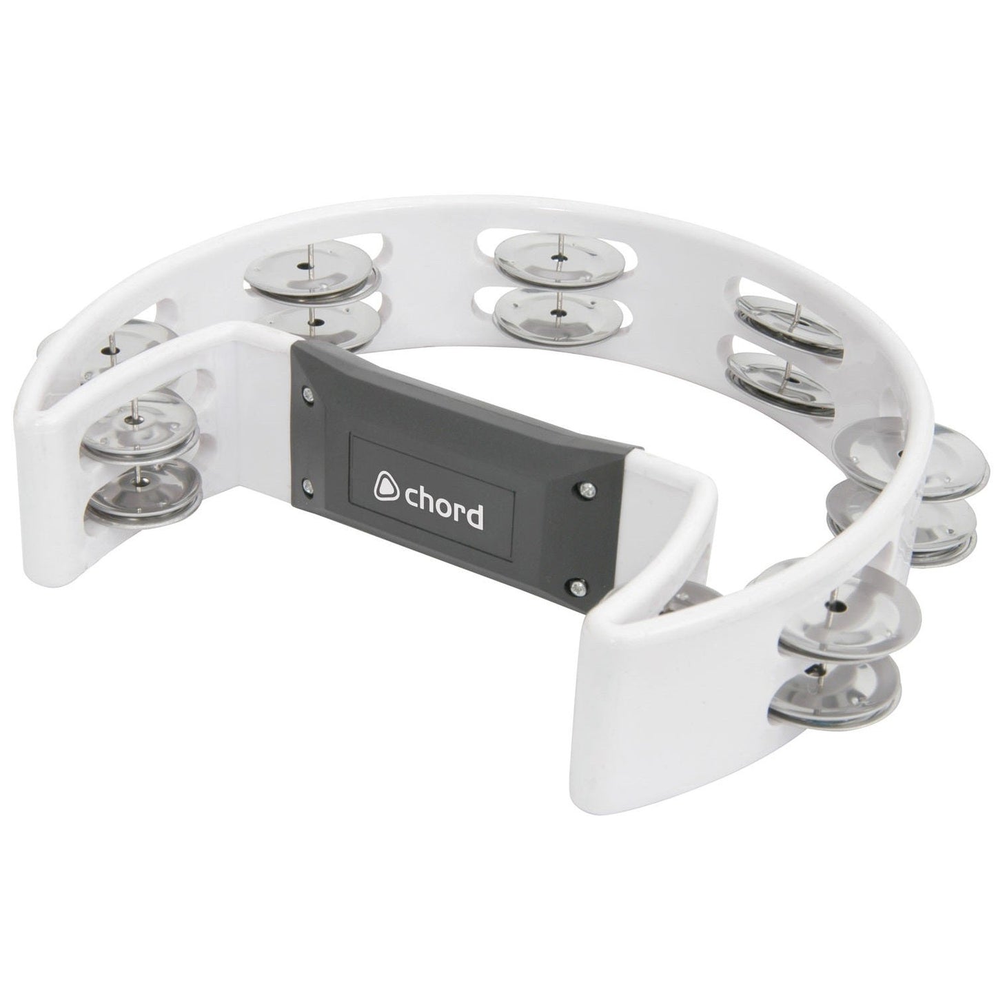 Tambourine WHITE Single D 32 Jingles Shake Hand Percussion Instrument