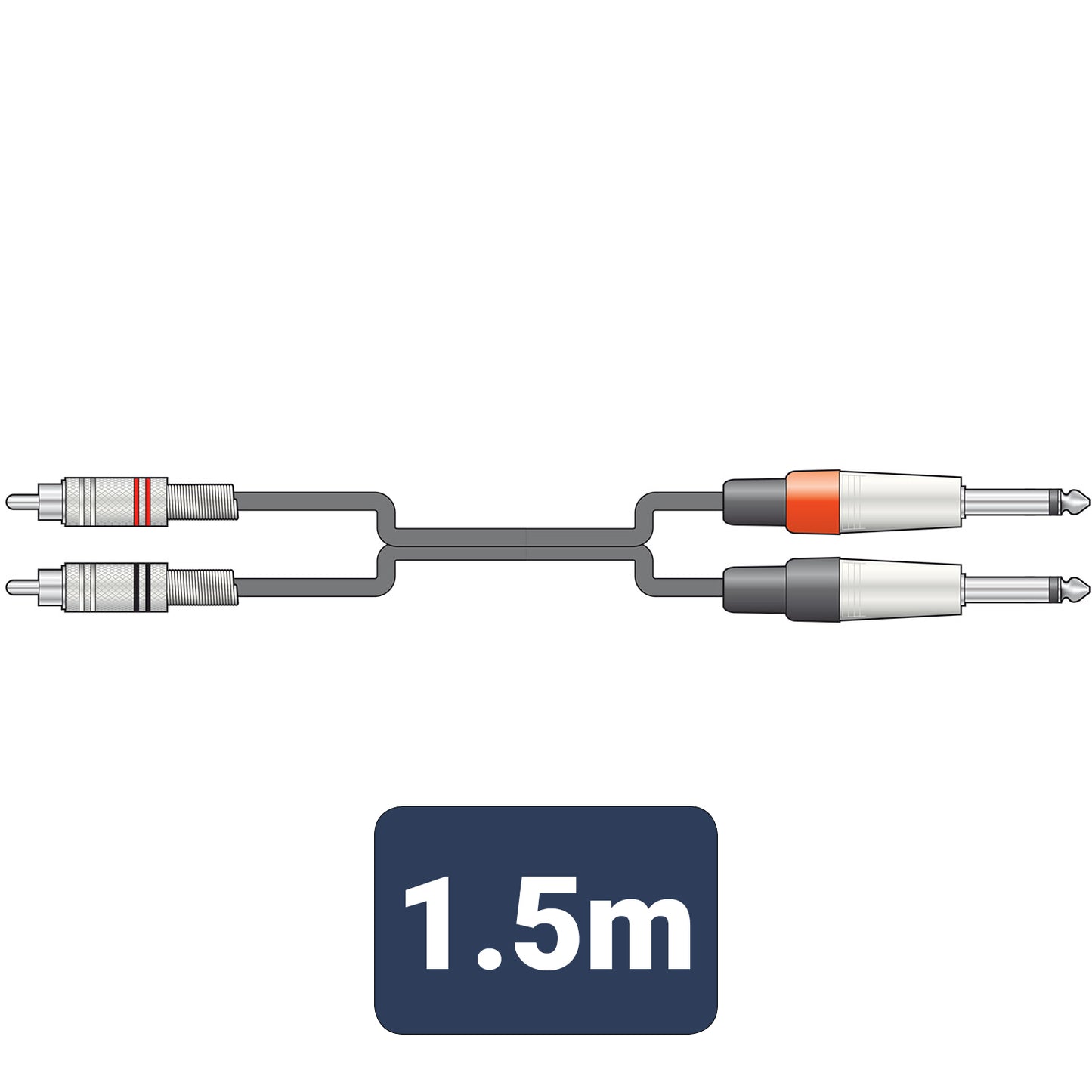 Audio Lead 2 x 6.3 mm Mono Jack Plugs - 2 x RCA Plugs