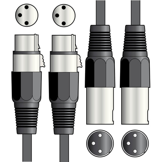 Audio Lead 2 x XLR Female - 2 x XLR Male 1 m