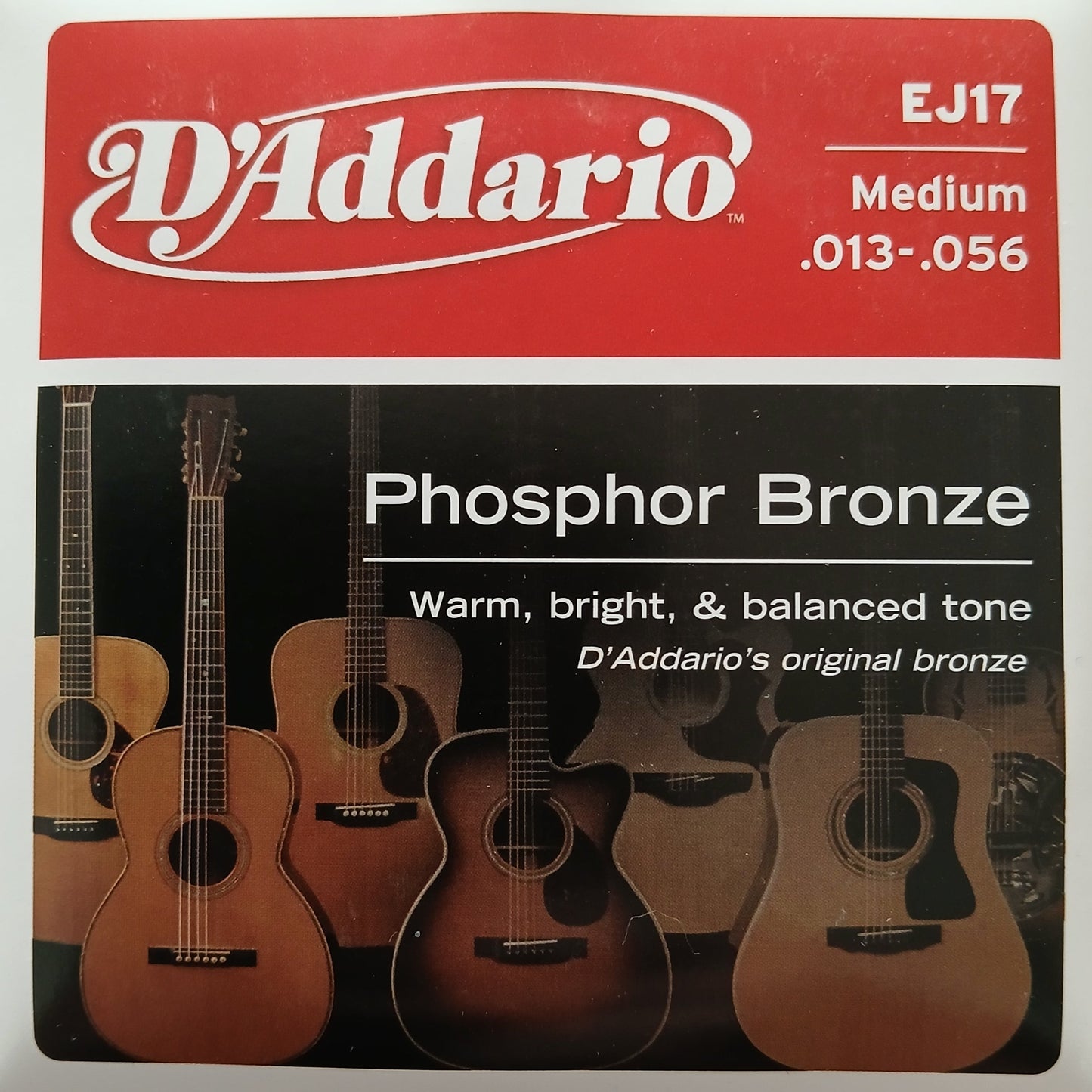 D'Addario Acoustic Guitar Strings Phosphor Bronze Medium 13-56 - EJ17