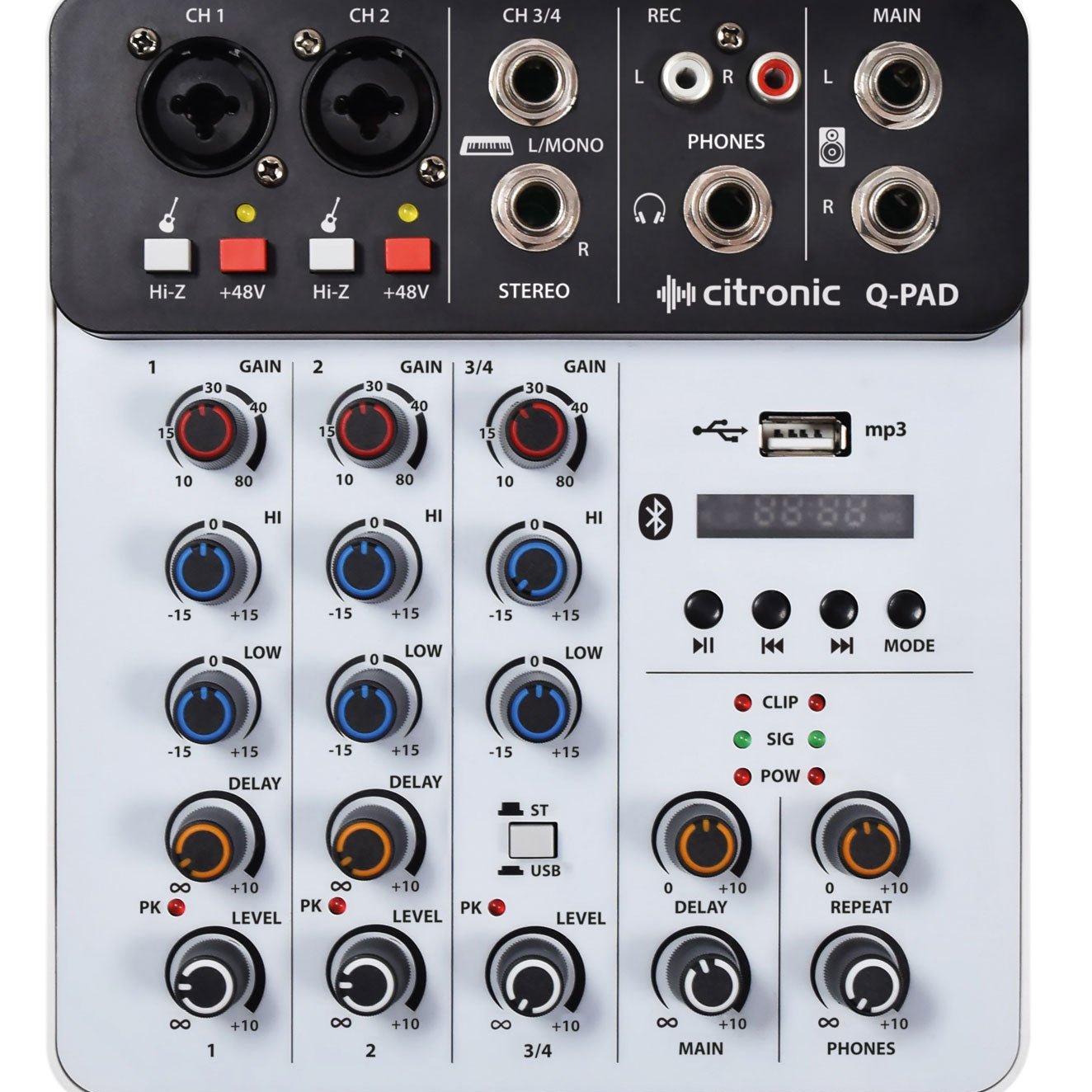 Mini Mixer USB Bluetooth Audio Interface - Citronic Q-PAD