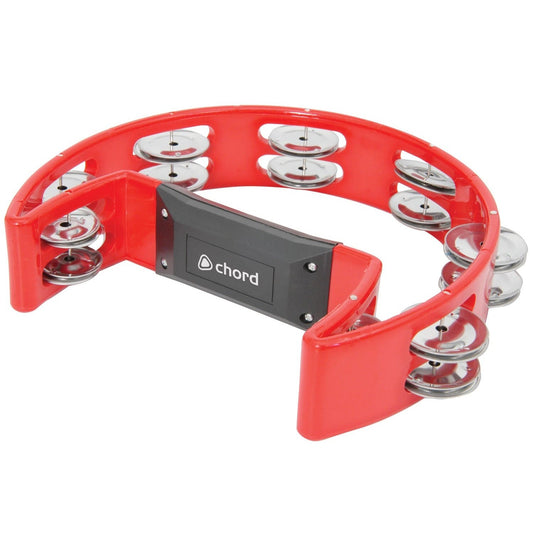 Tambourine RED Single D 32 Jingles Shake Percussion Instrument