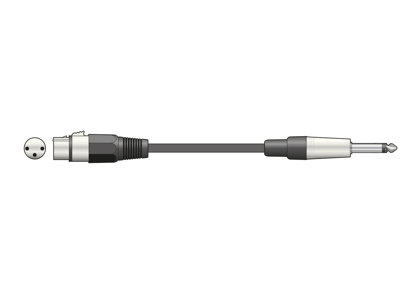 Microphone Lead XLR Female - 6.3mm Mono Jack Plug 3 m