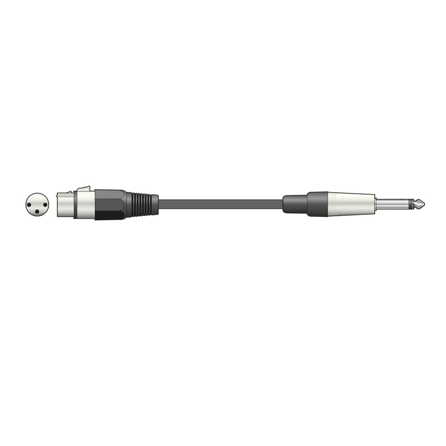 Microphone Lead XLR Female - 6.3 mm Mono Jack Male Cable