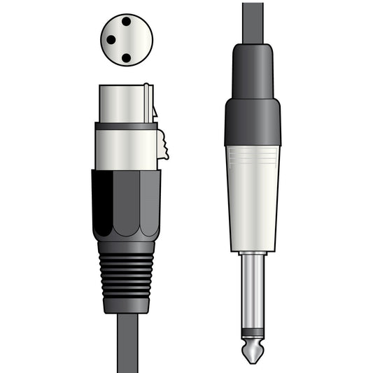 Microphone Lead XLR Female - 6.3 mm Mono Jack Male Cable