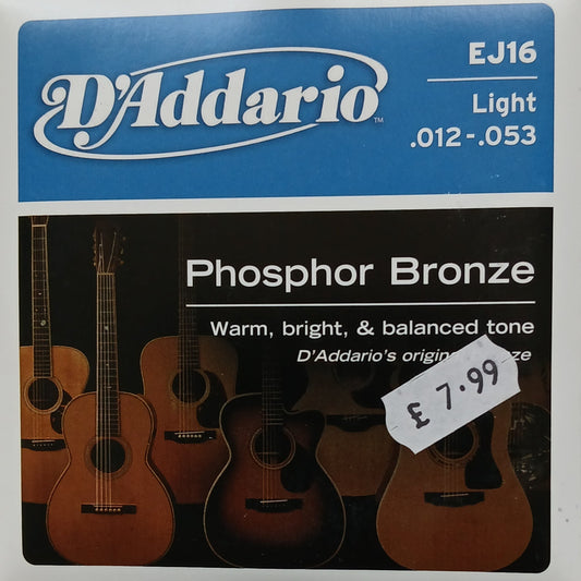 D'Addario Acoustic Guitar Strings Phosphor Bronze Light 12-53 - EJ16