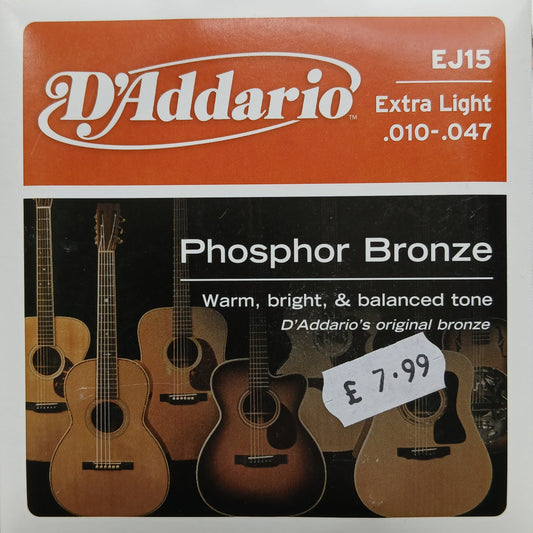 D'Addario Acoustic Guitar Strings Phosphor Bronze Extra Light 10-47 - EJ15