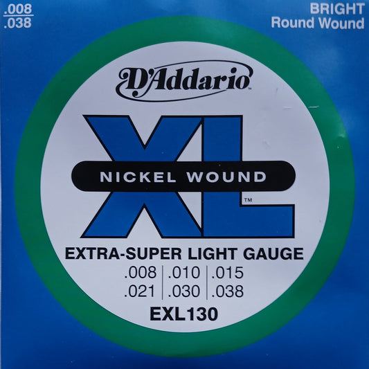 D'Addario Electric Guitar Strings Extra Super Light 8-38 - EXL130