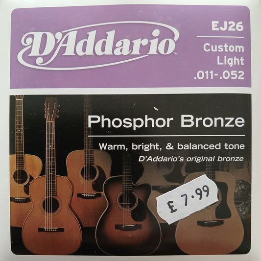 D'Addario Acoustic Guitar Strings Phosphor Bronze 11-52 - EJ26