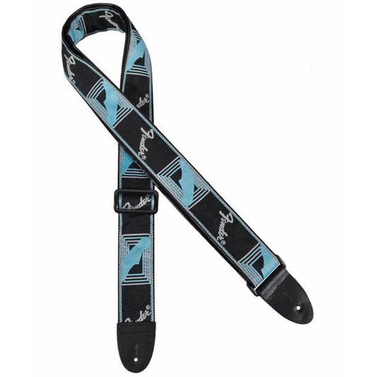 Fender Guitar Strap Monogrammed PVC Underside - Blue/Silver/Black