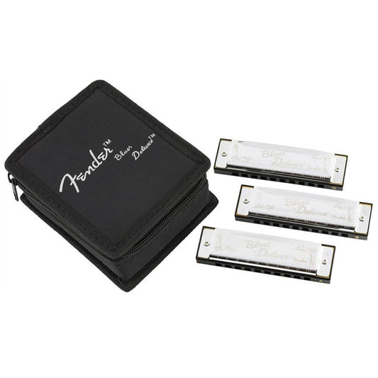 Fender Harmonica Blues Deluxe 3 Pack With Case Key C-G-A