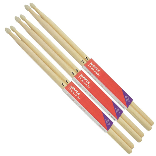 Maple Drum Sticks 5A NYLON TIP Bundle of 3 Pairs