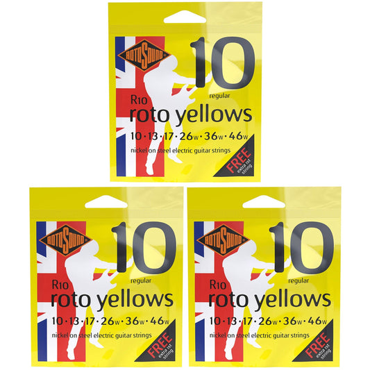Electric Guitar Strings 10-46 Yellows 3 SET BUNDLE RotoSound
