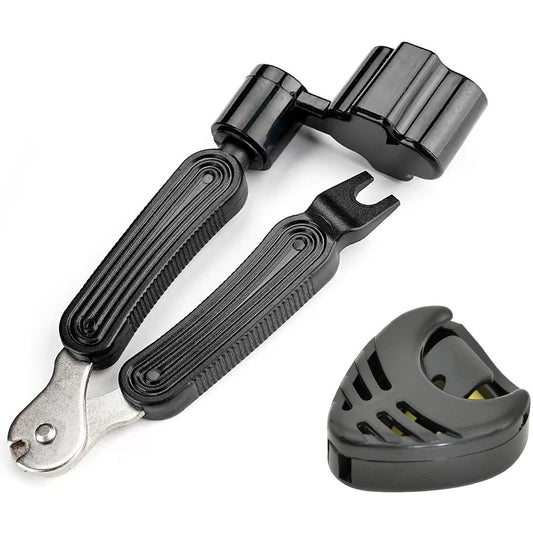 Guitar String Winder Cutter Tool Black Plectrum Holder KIT