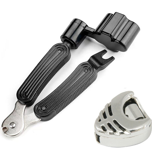 Guitar String Winder Cutter Tool Silver Plectrum Holder KIT