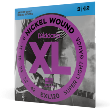 D'Addario XL Nickel Electric Guitar Strings 09-42 Super Light EXL120