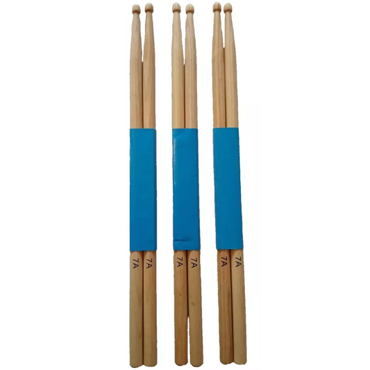 Drum Stick Bundle 7A (3 Pairs) Wood Tip - QTX
